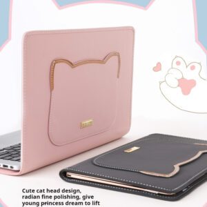 Bump proof notebook bag protective shell cute cat head portable shoulder 14-inch computer bag female liner bag leather case for Apple mac15-inch air Huawei 13.3 small new pro16
